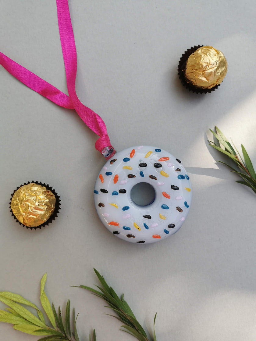 Handblown Glass Donut Ornaments- IceBlue