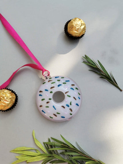 Handblown Glass Donut Ornaments- IcePink