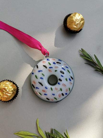 Handblown Glass Donut Ornaments- IceGreen