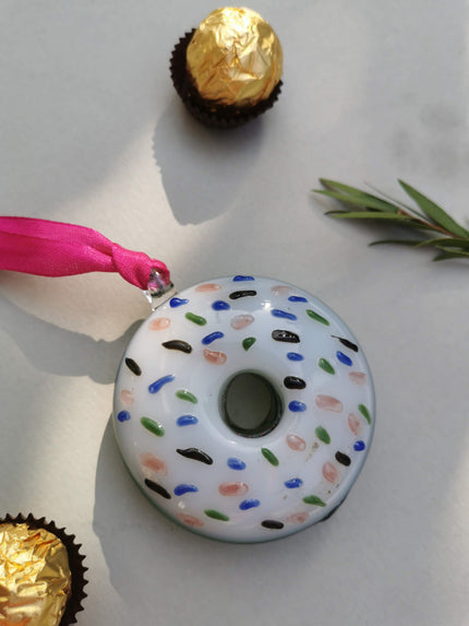 Handblown Glass Donut Ornaments- IceGreen