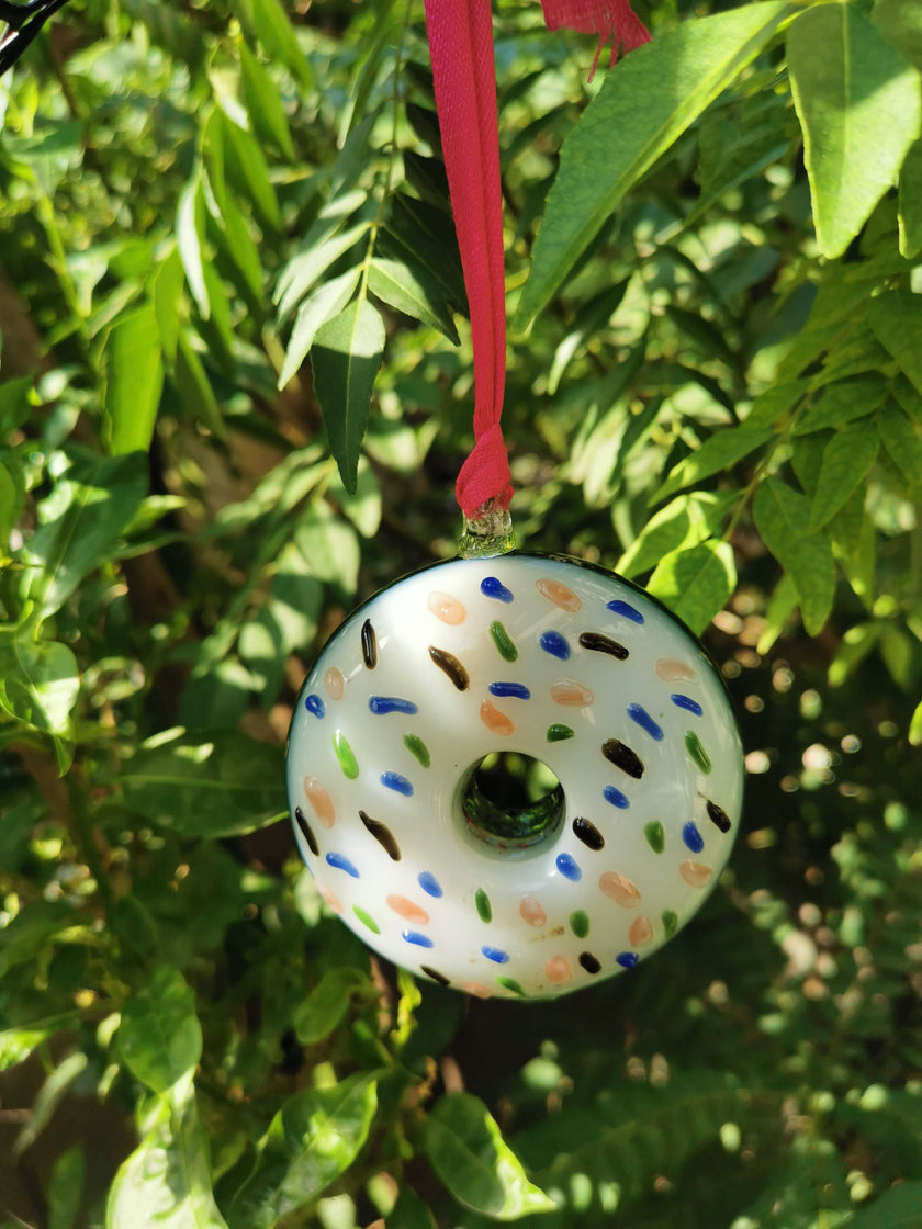 Handblown Glass Donut Ornaments- IceGreen