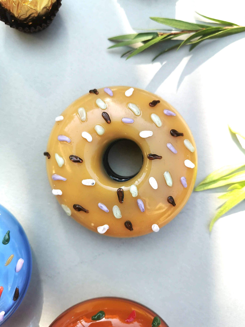 Retro Glass Donut Sculpture- Caramel