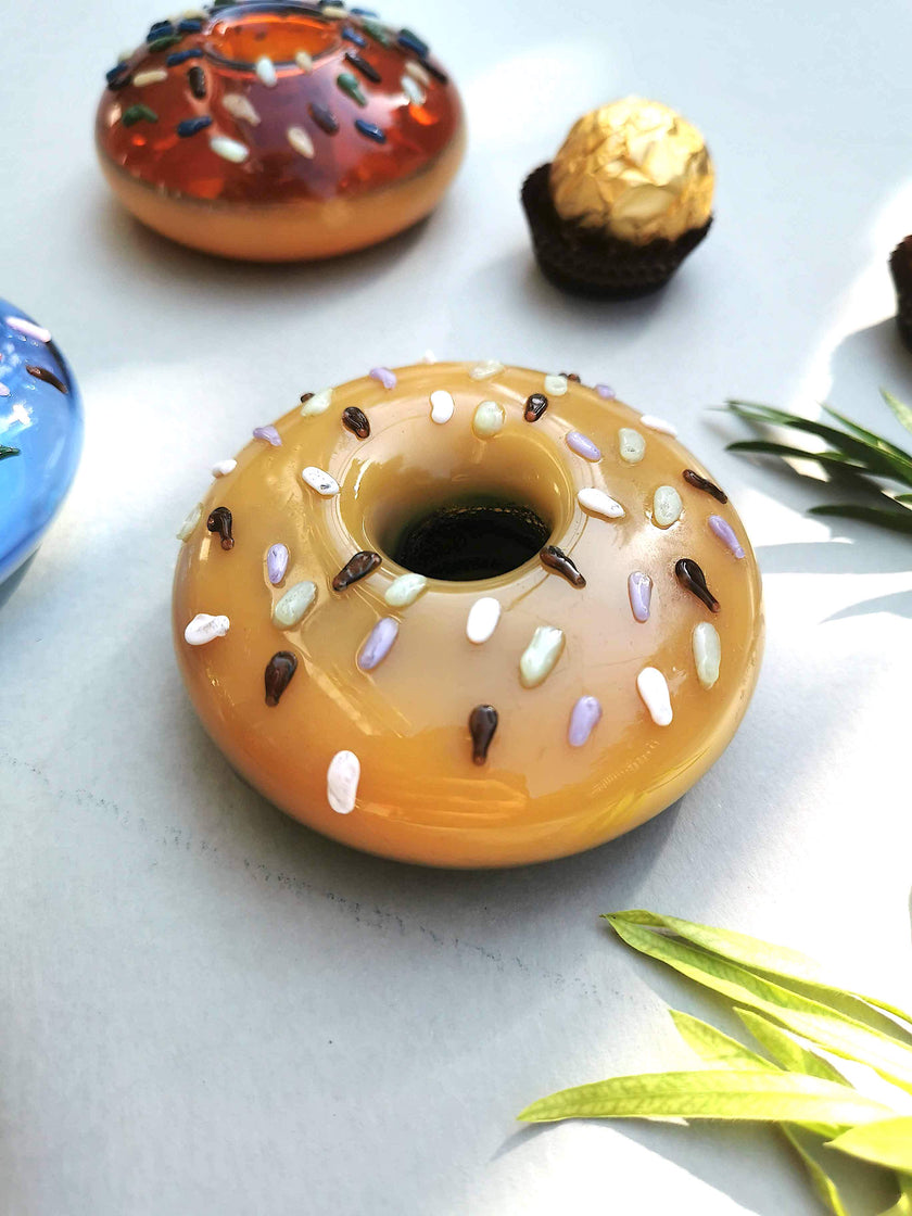 Retro Glass Donut Sculpture- Caramel
