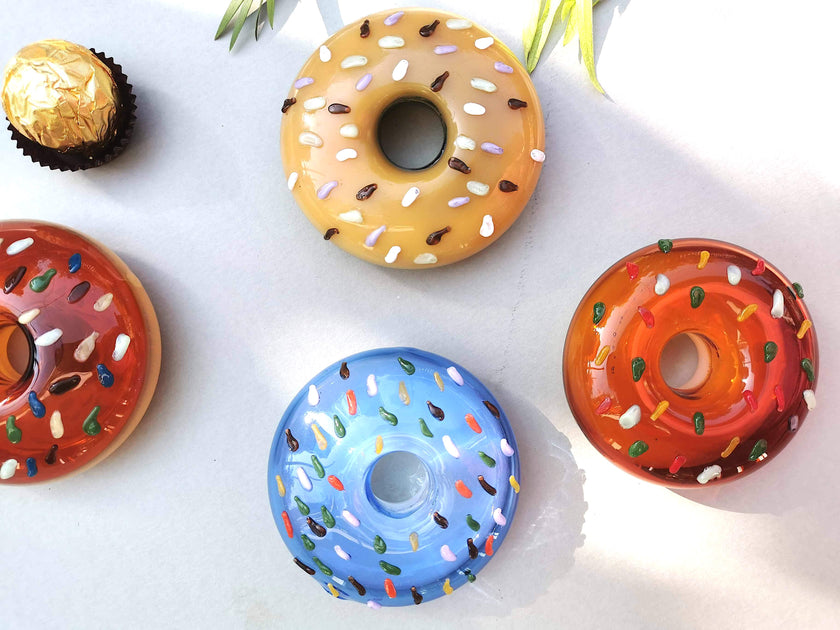 Retro Glass Donut Sculpture- Caramel