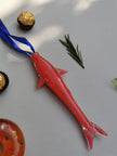 Coastal Charm Glass Hanging Fish Ornament- Red