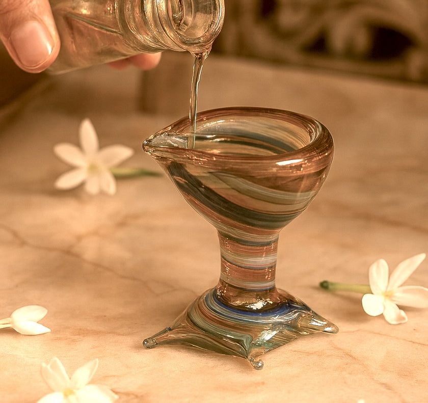 Art Glass Pooja Diya-  Kalyani Jyot