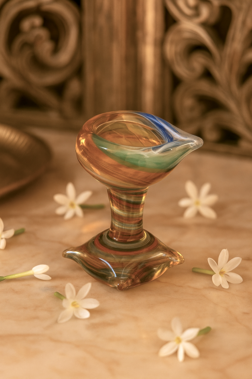 Art Glass Pooja Diya-  Kalyani Jyot