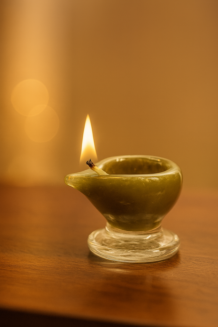 Art Glass Puja Diya-  Mehndi ki Mehak (set of 2 Festive Pack)