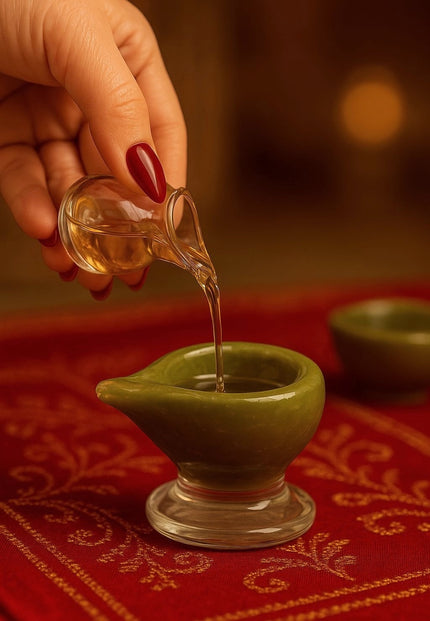 Art Glass Puja Diya-  Mehndi ki Mehak