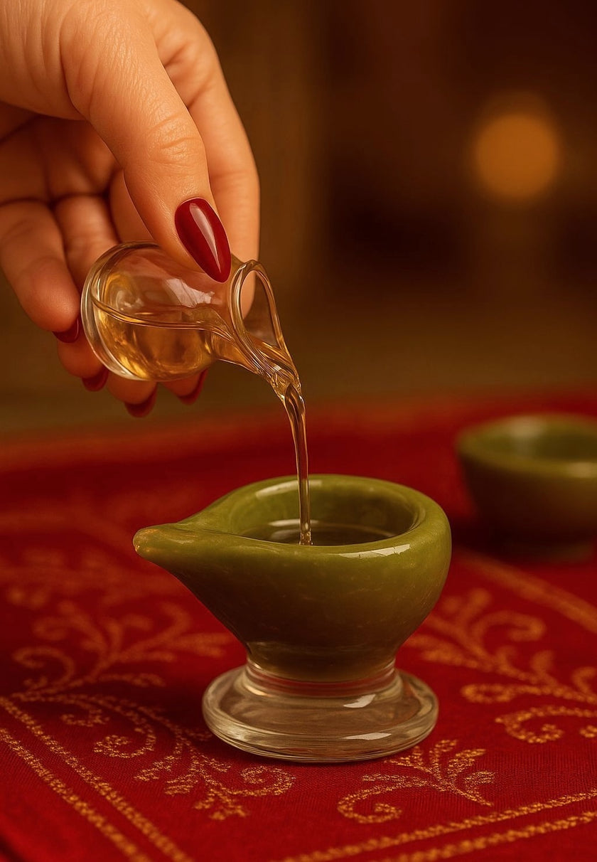 Art Glass Puja Diya-  Mehndi ki Mehak