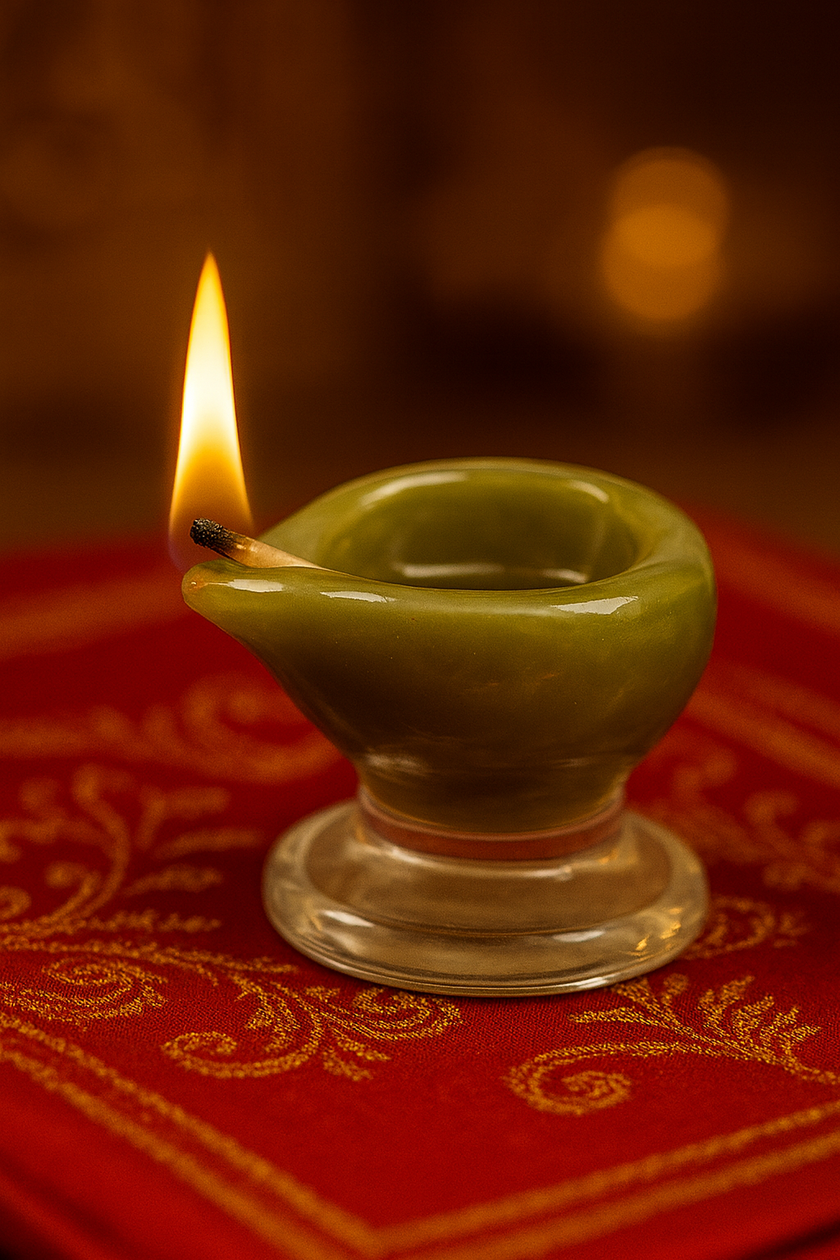 Art Glass Puja Diya-  Mehndi ki Mehak