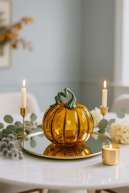 Murano-Style Glass Pumpkin Collectible