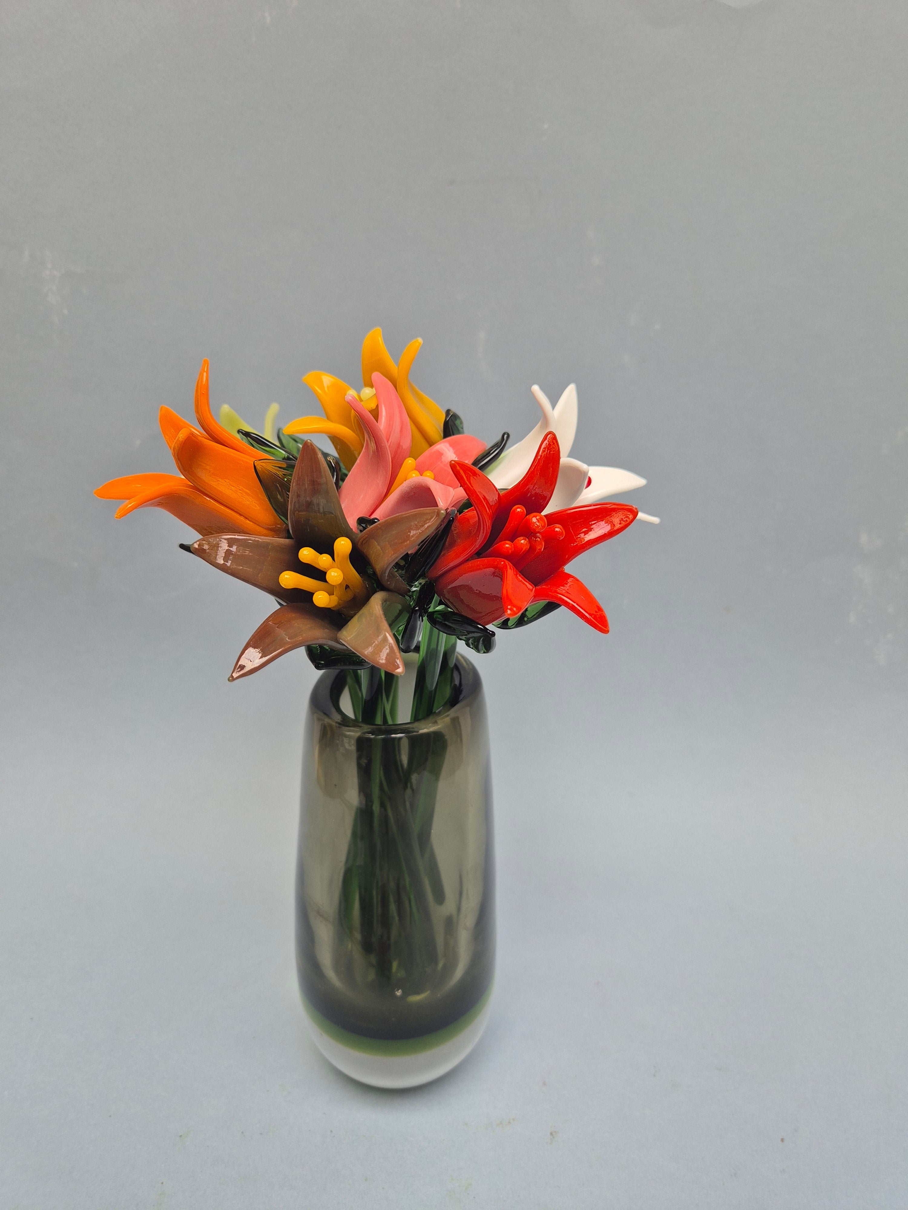 Tinsel Lily Glass Flower Stem - Red