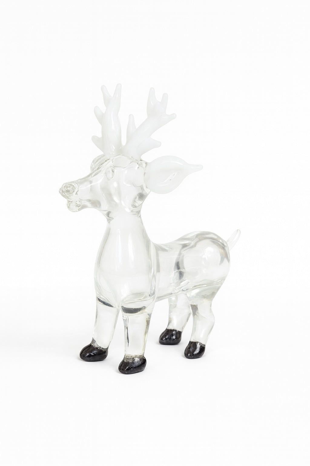 Frosted Antler Reindeer – Premium Festive Glass Sculpture