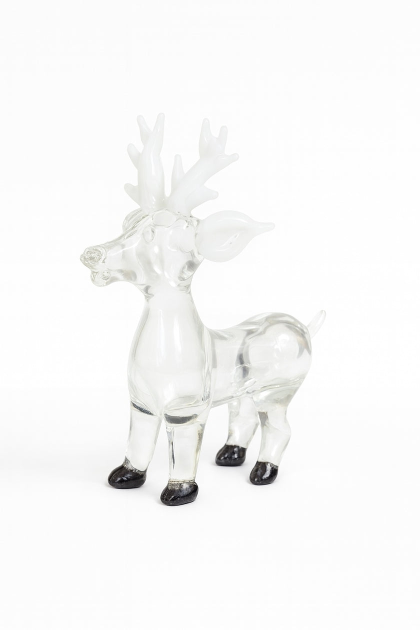 Frosted Antler Reindeer – Premium Festive Glass Sculpture