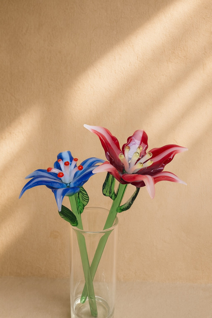 The Scarlet's Whisper – Hand-Blown Glass Flower Stem