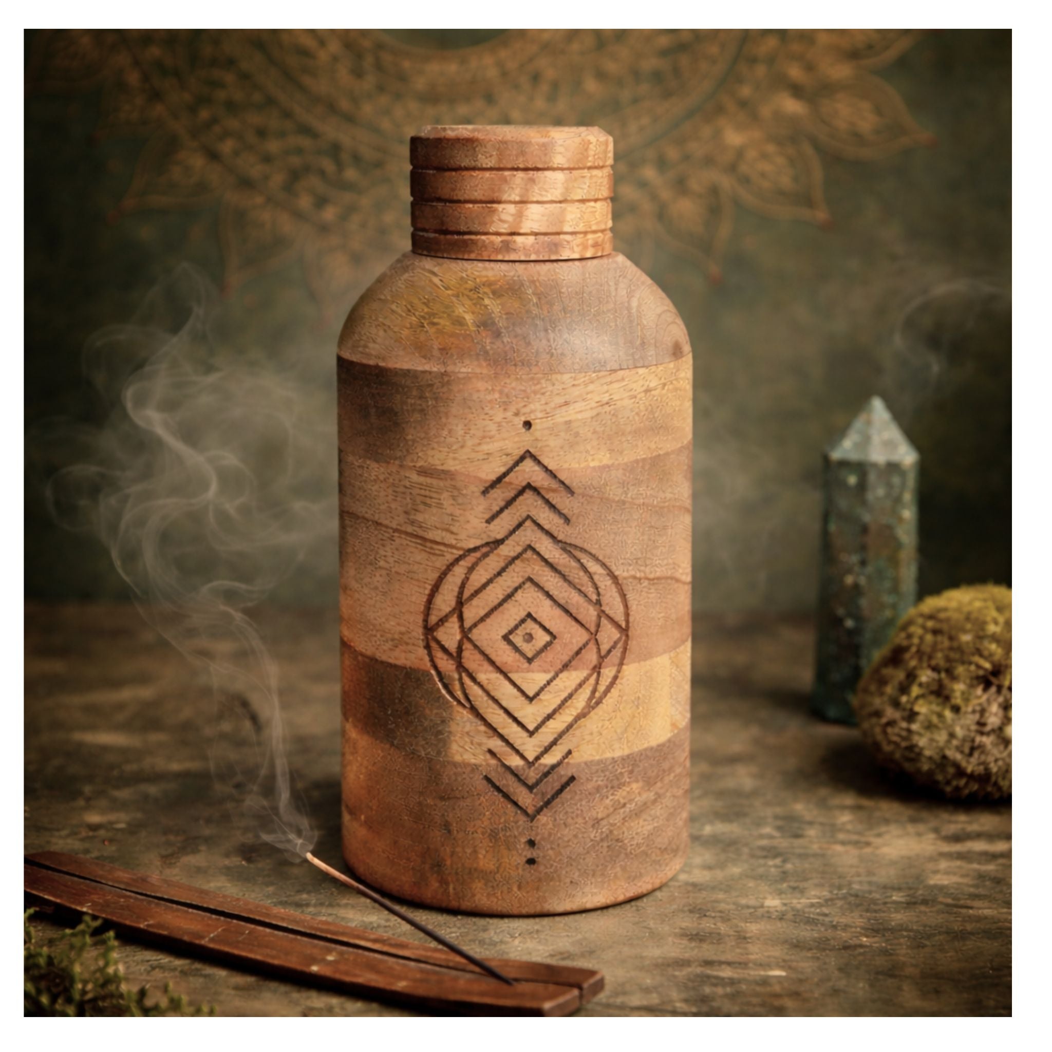 The Core – Handmade Wooden Ritual Oil Bottle with Glass Insert (200ml ...