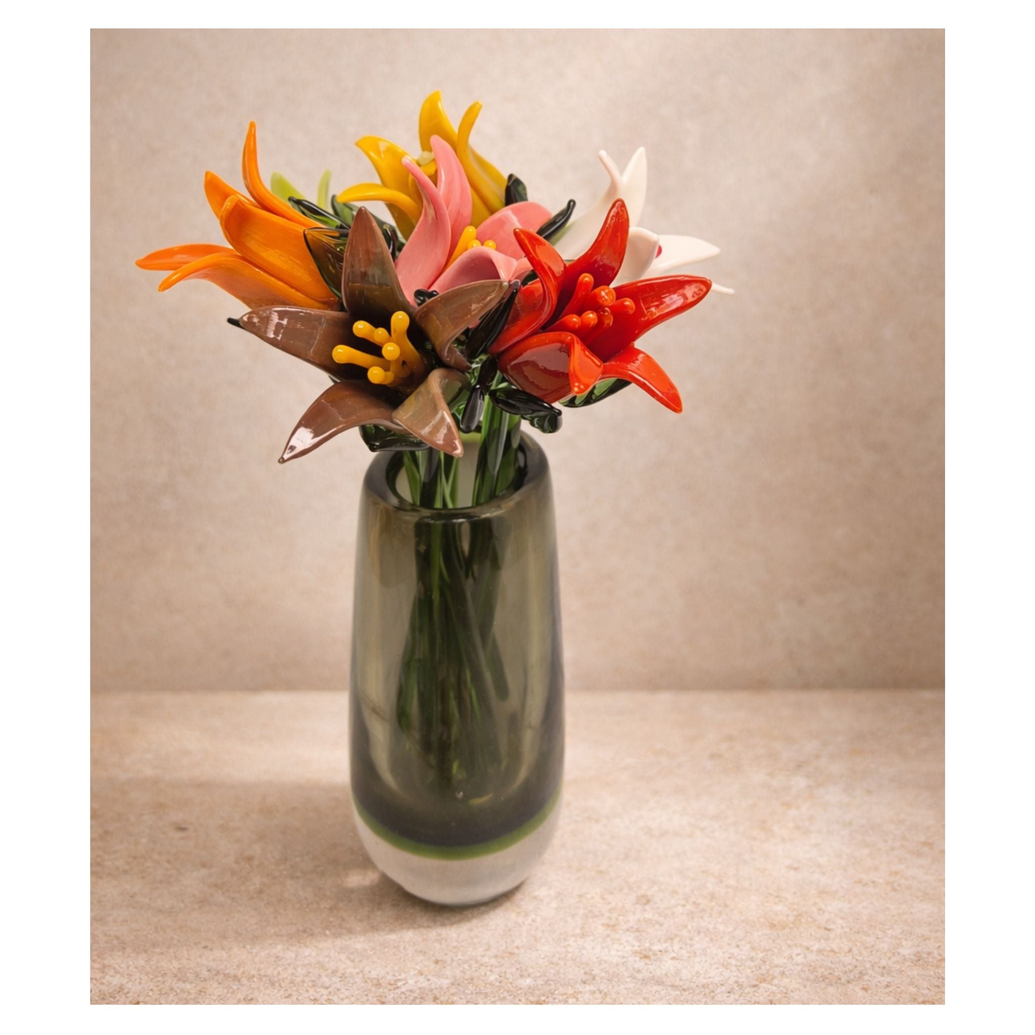Tinsel Lily Glass Flower Stem - Red