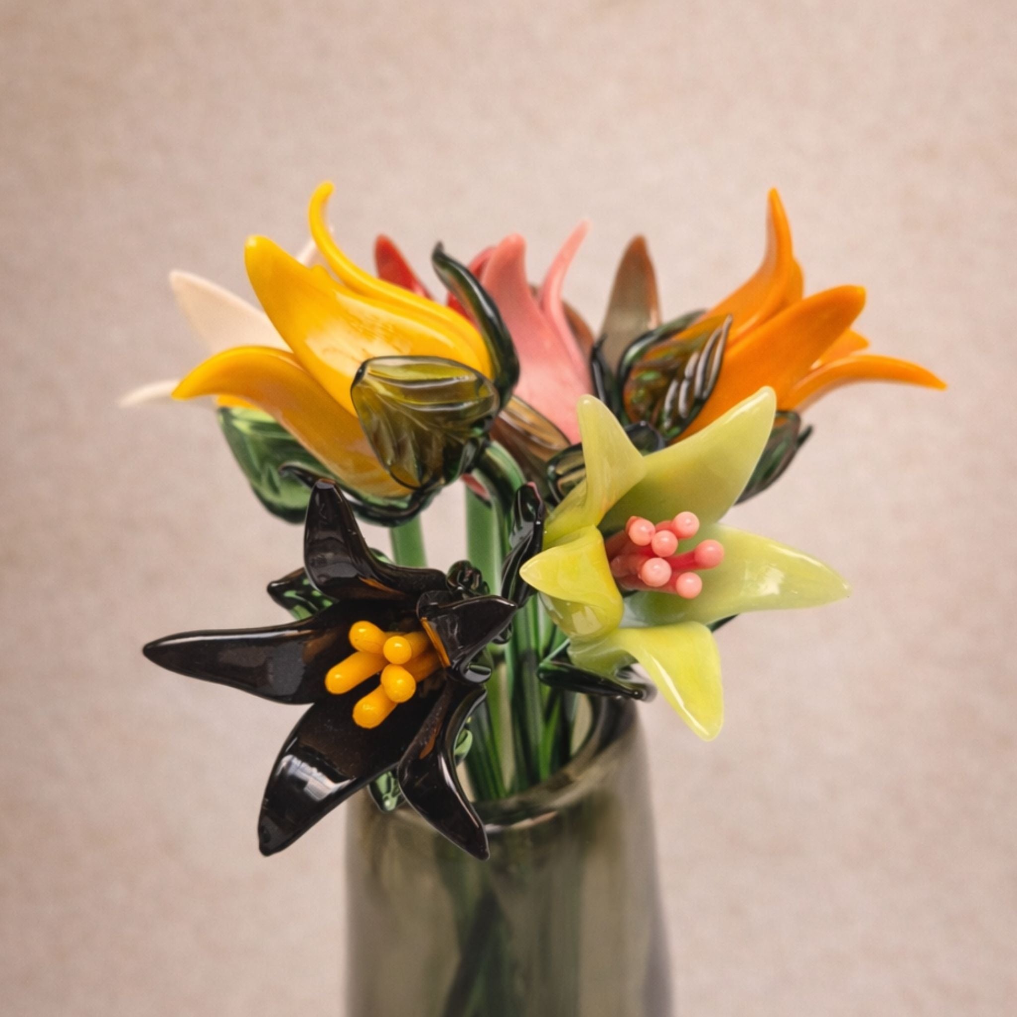 Tinsel Lillies- Glass Flowers &  Bouquet