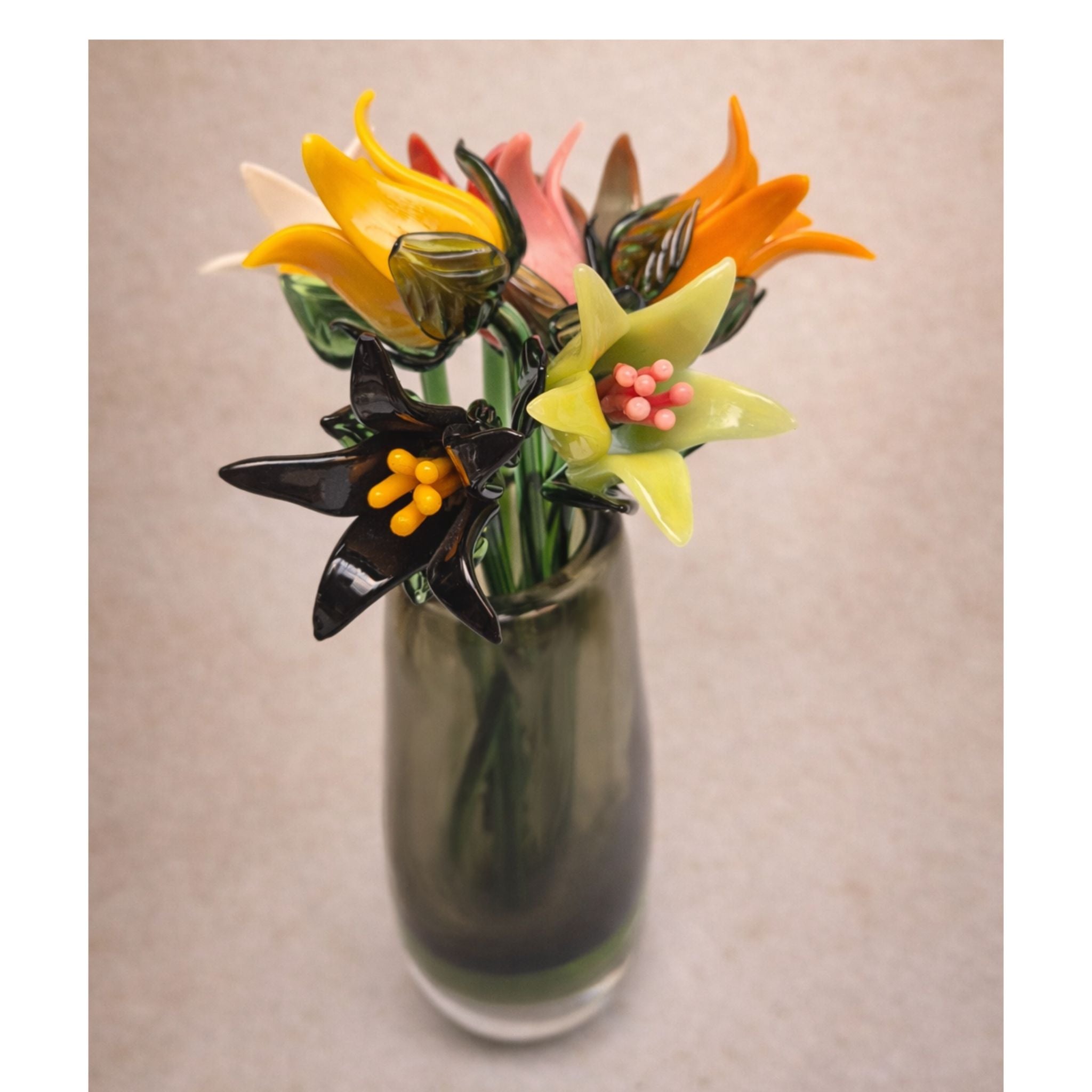 Tinsel Lily Glass Flower Stem - Lime Green