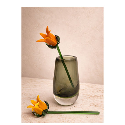 Tinsel Lily Glass Flower Stem - Orange