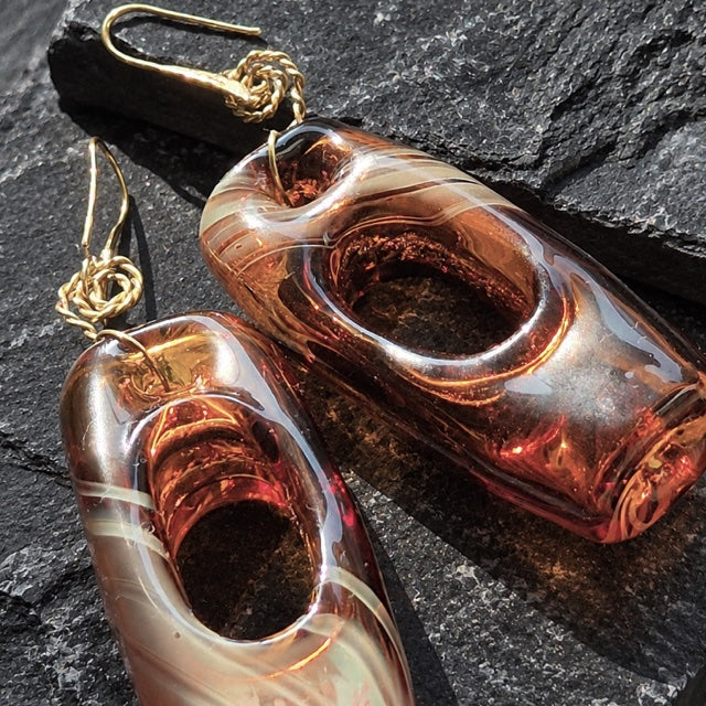 Amber Mirage — Handblown Glass Earrings