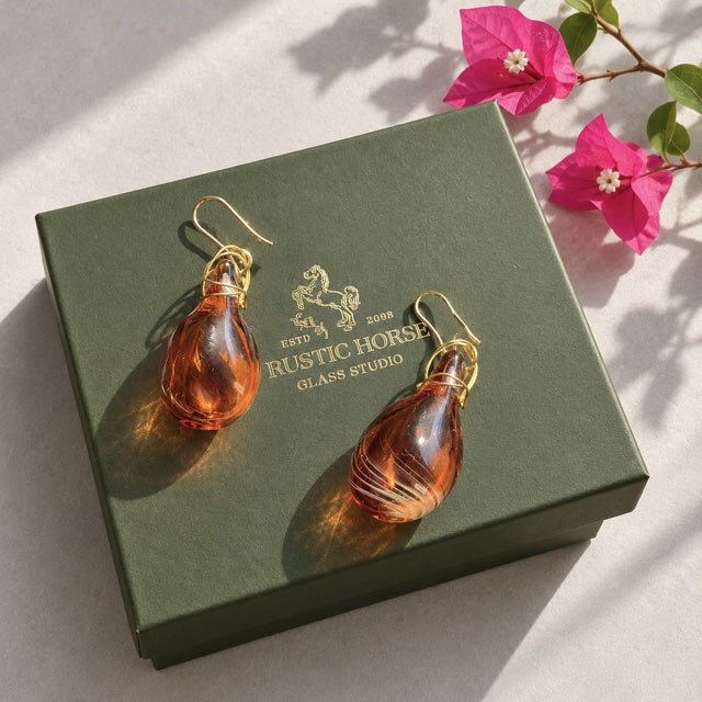 Sienna Drop — Handblown Glass Earrings