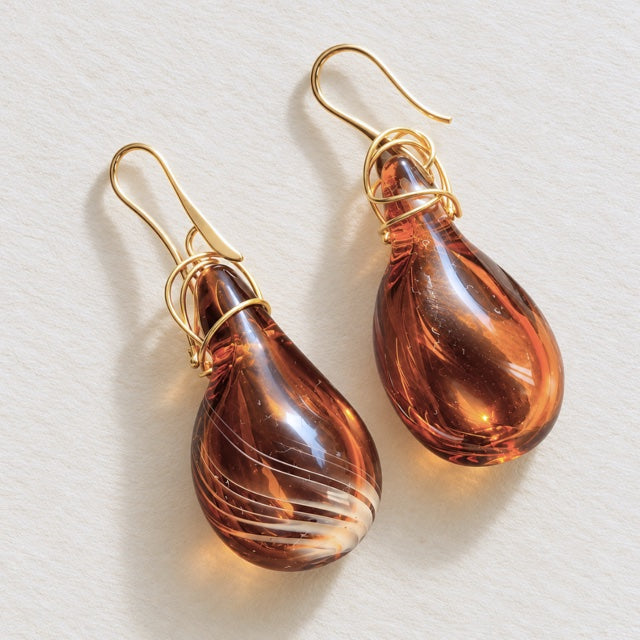 Sienna Drop — Handblown Glass Earrings