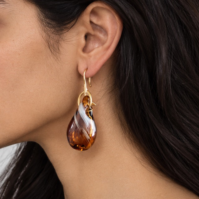 Sienna Drop — Handblown Glass Earrings