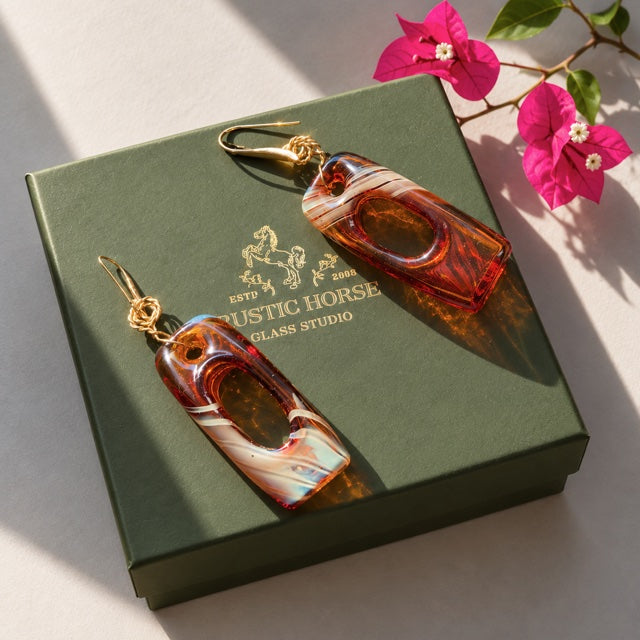 Amber Mirage — Handblown Glass Earrings