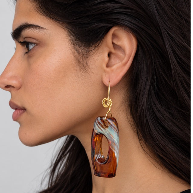 Amber Mirage — Handblown Glass Earrings