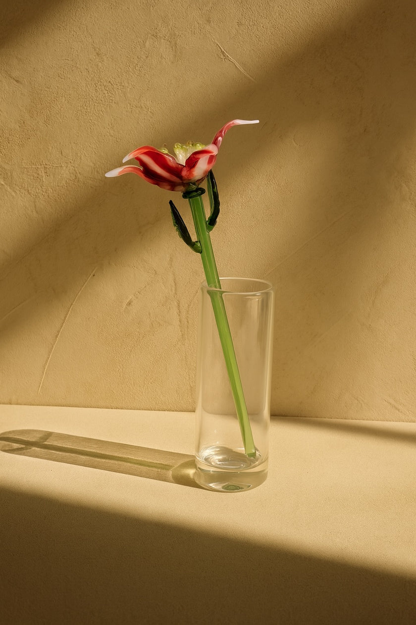 The Scarlet's Whisper – Hand-Blown Glass Flower Stem