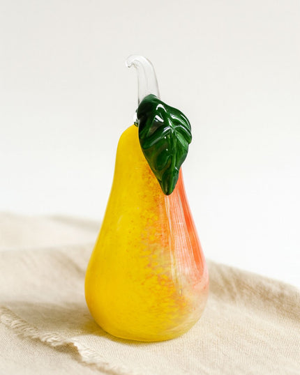 Murano Glass Style Decoration- Red Yellow Pear Art Glass