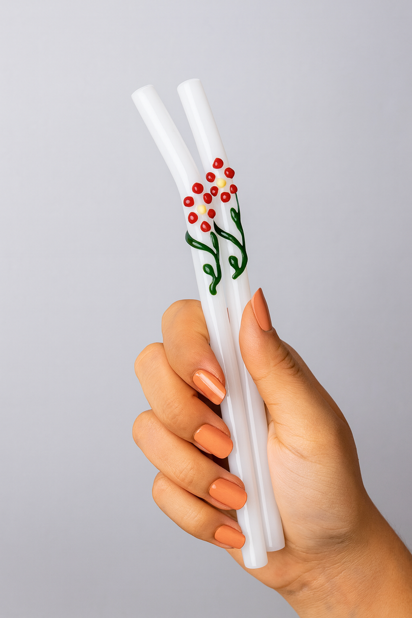 Flora Collection (Clear) Glass Straws