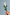 Glass rose with a white flower and green stem held by a hand against a gray background