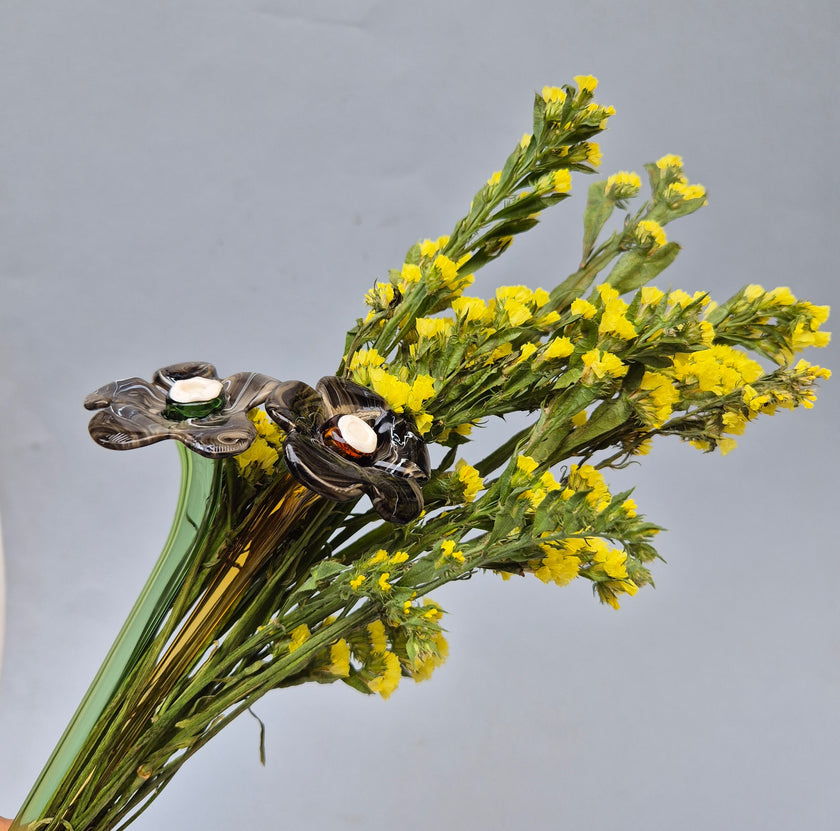 Daisy Glass Flower Stem - Midnight Marble