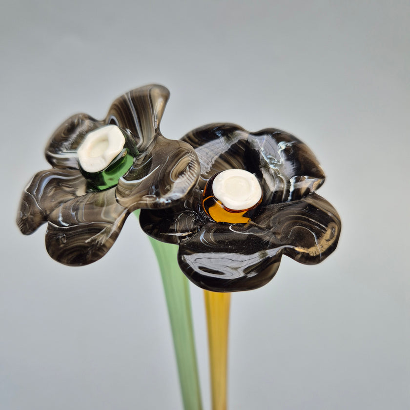 Daisy Glass Flower Stem - Midnight Marble