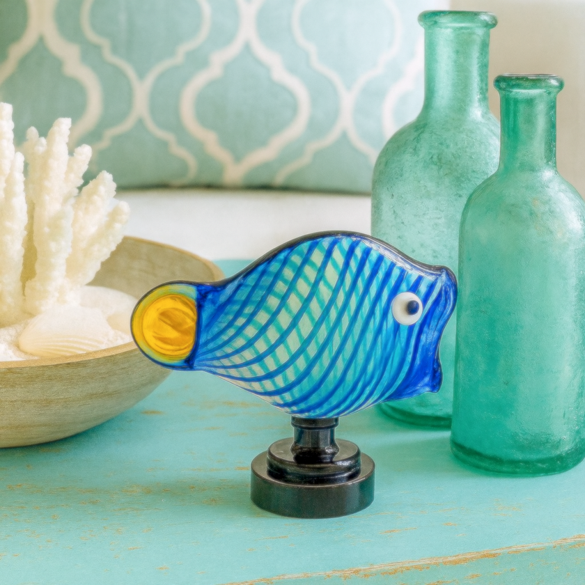 Coastal Fish Table Decor Glass- TE-2