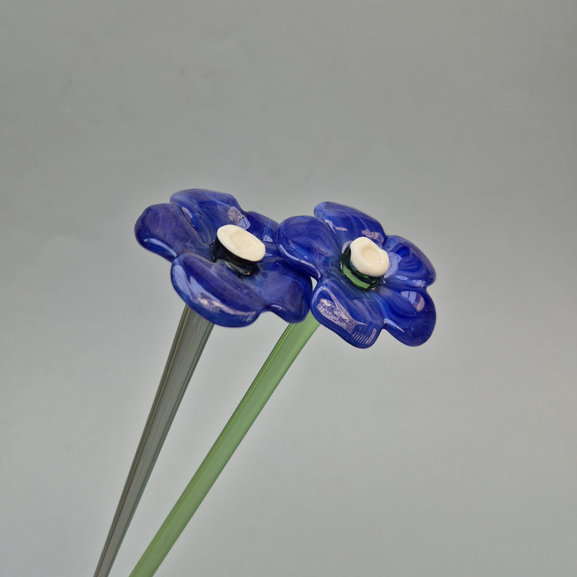 Daisy Glass Flower Stem - Blue Mirage