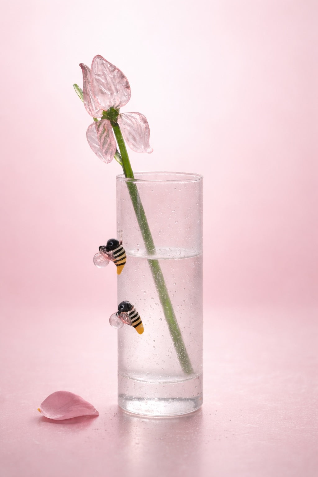 Crystal Pink Glass Rose