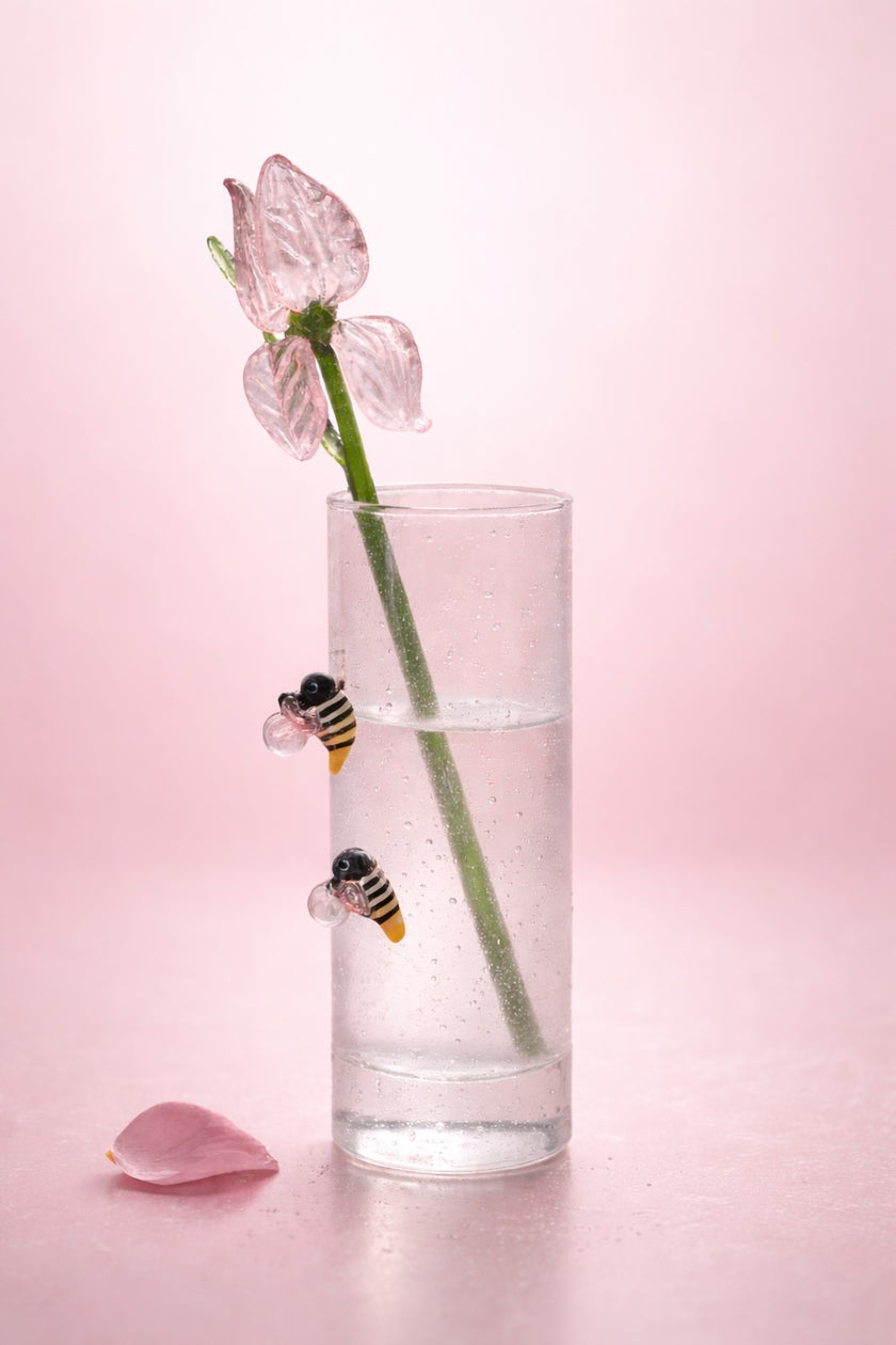 Crystal Pink Glass Rose