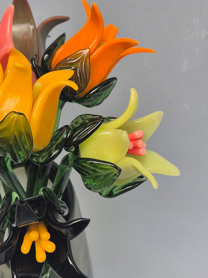 Tinsel Lily Glass Flower Stem - Orange