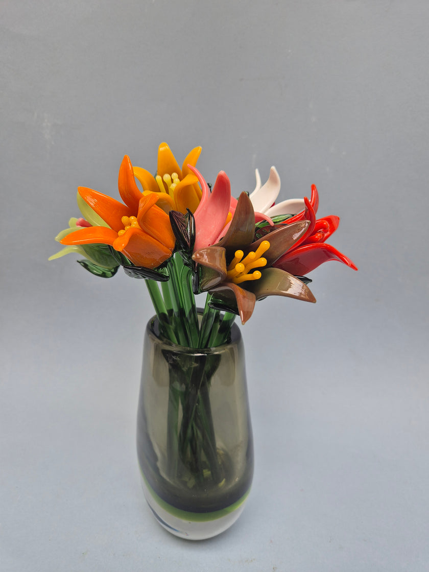 Tinsel Lily Glass Flower Stem - Orange