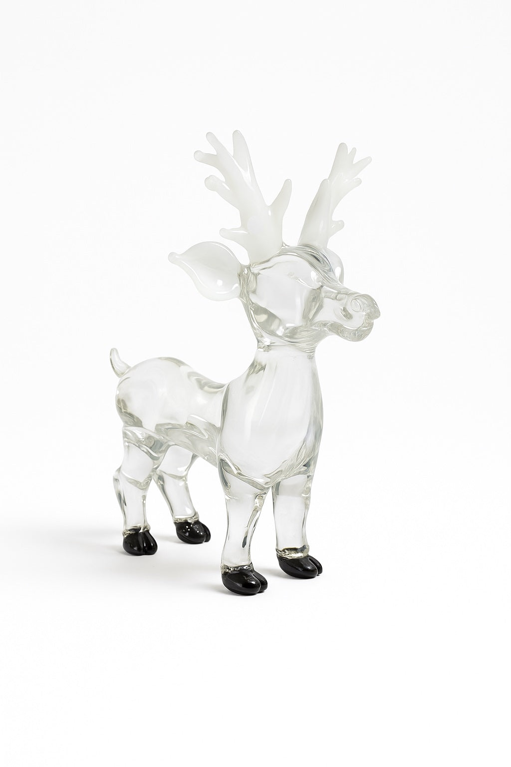 Frosted Antler Reindeer – Premium Festive Glass Sculpture