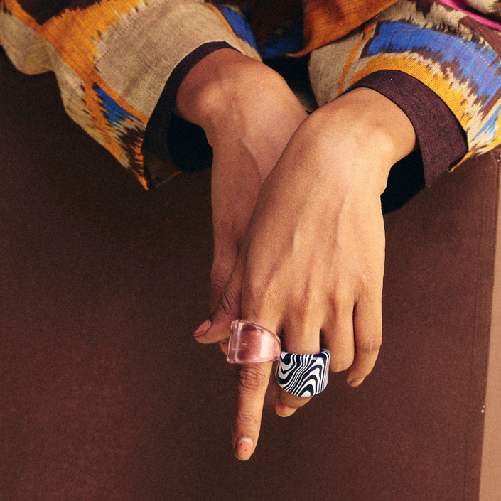 Tidal Lines | Handblown Glass Statement Ring
