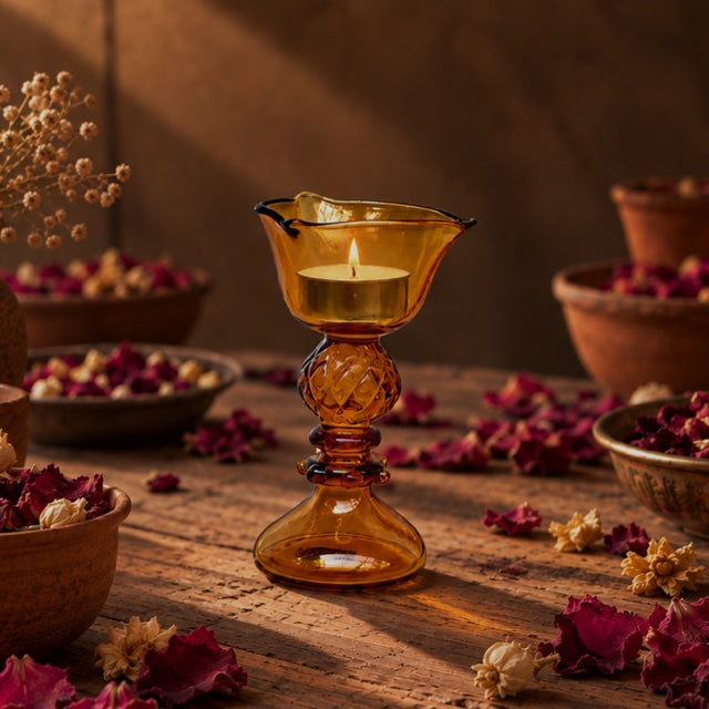 Amber Bloom Diya - The Ritual Light