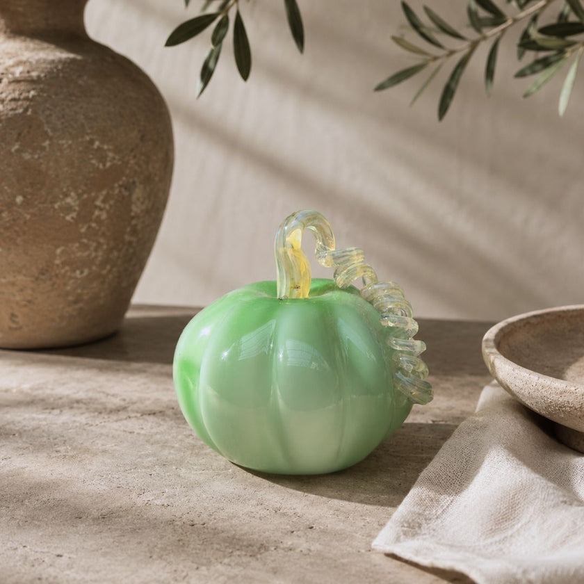 Murano-Style Glass- Sage Meadow Pumpkin
