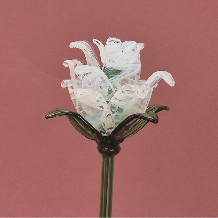 Pearl Lisianthus- Handblown Glass Flower