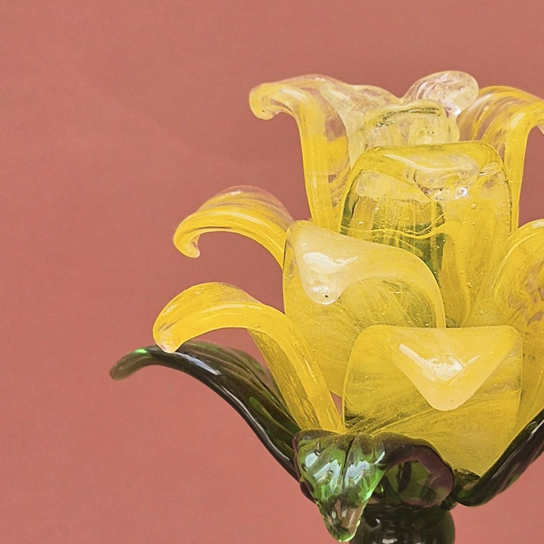 Citrine Lisianthus- Handblown Glass Flower