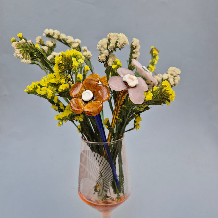 Daisy Glass Flower Stem - Golden Ember